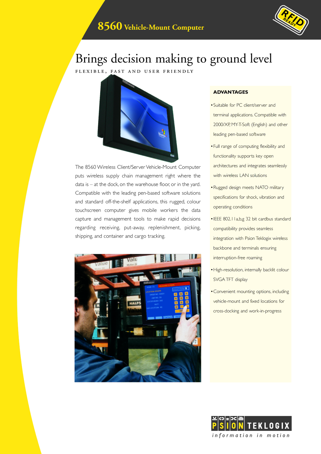 Psion Teklogix 8560 specifications Brings decision making to ground level 