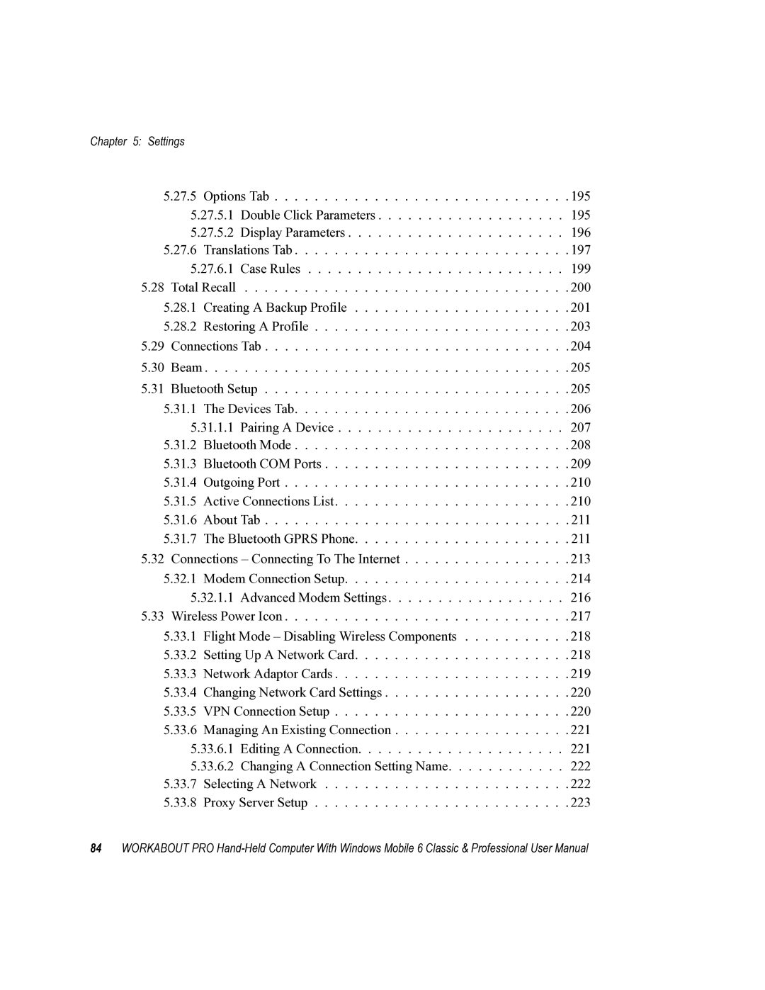 Psion Teklogix ISO 9001 user manual Settings 