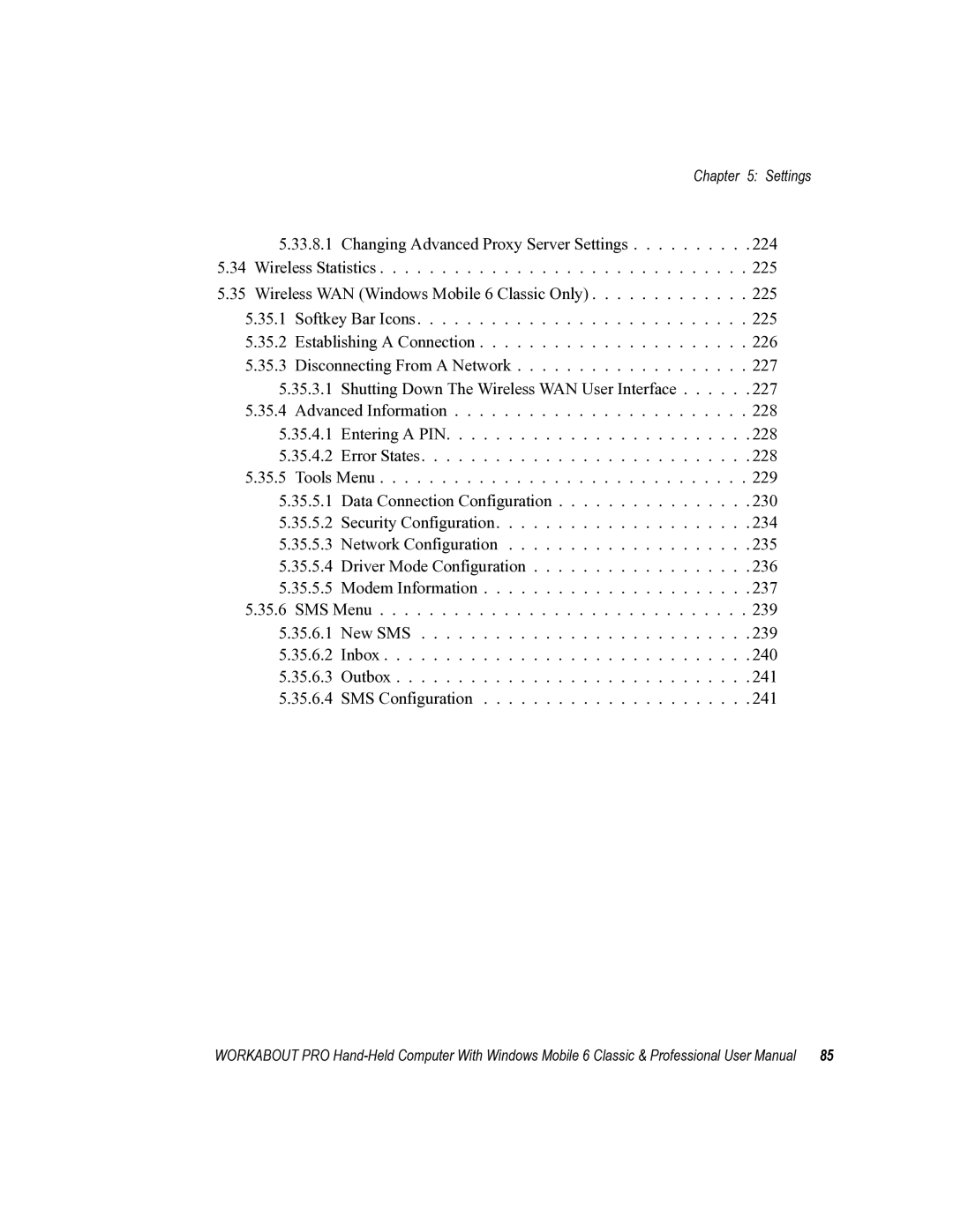 Psion Teklogix ISO 9001 user manual Settings 