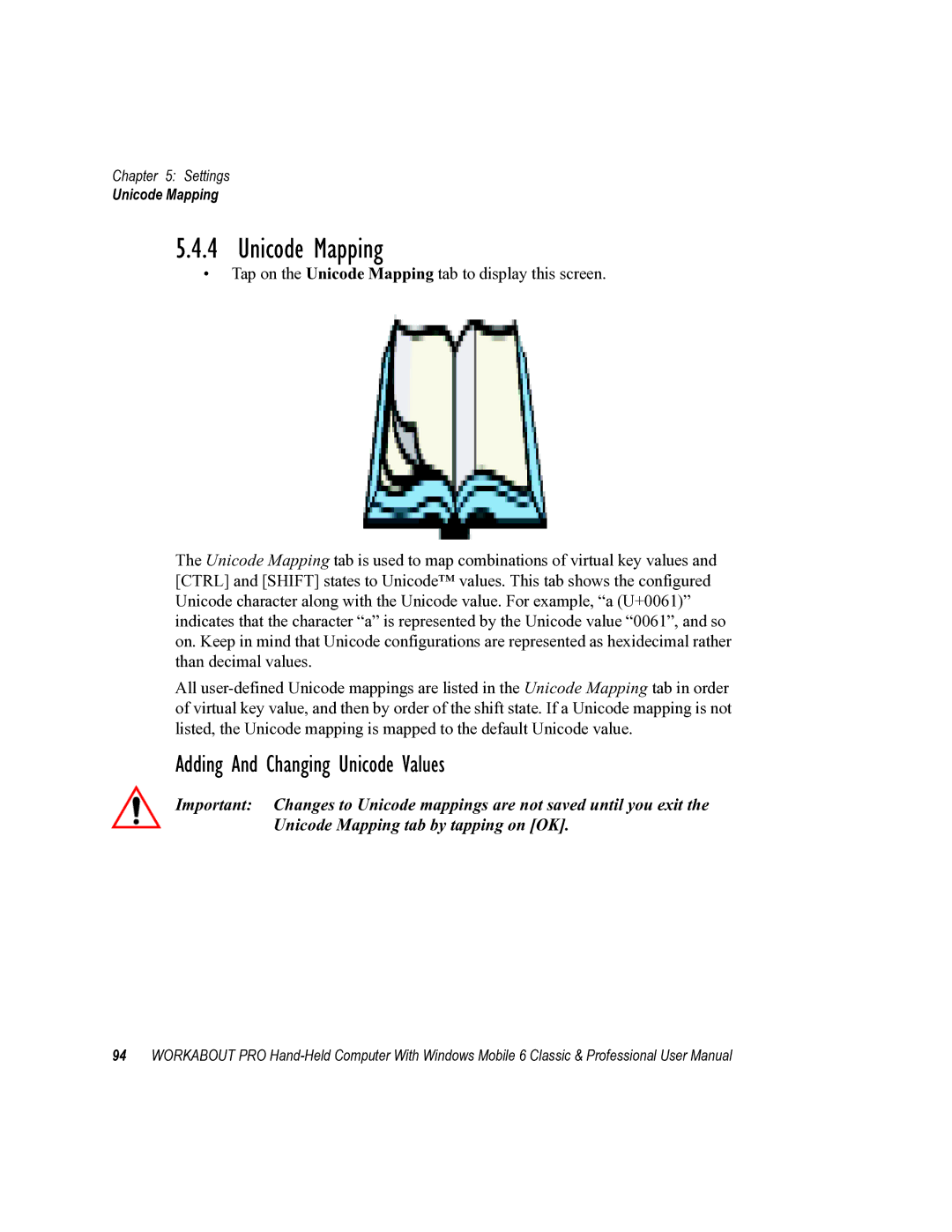 Psion Teklogix ISO 9001 user manual Unicode Mapping, Adding And Changing Unicode Values 