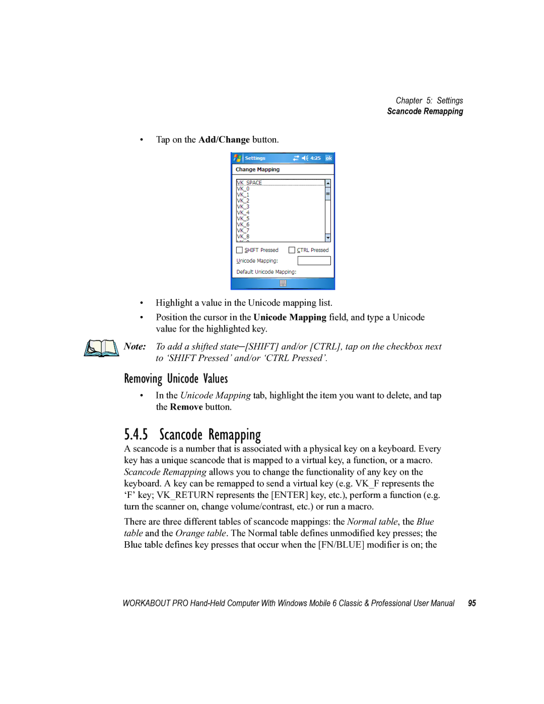 Psion Teklogix ISO 9001 user manual Scancode Remapping, Removing Unicode Values 