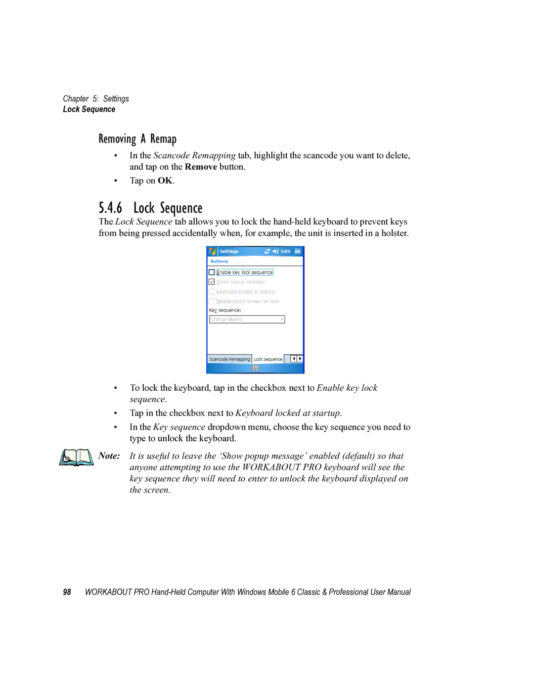 Psion Teklogix ISO 9001 user manual Lock Sequence, Removing a Remap 