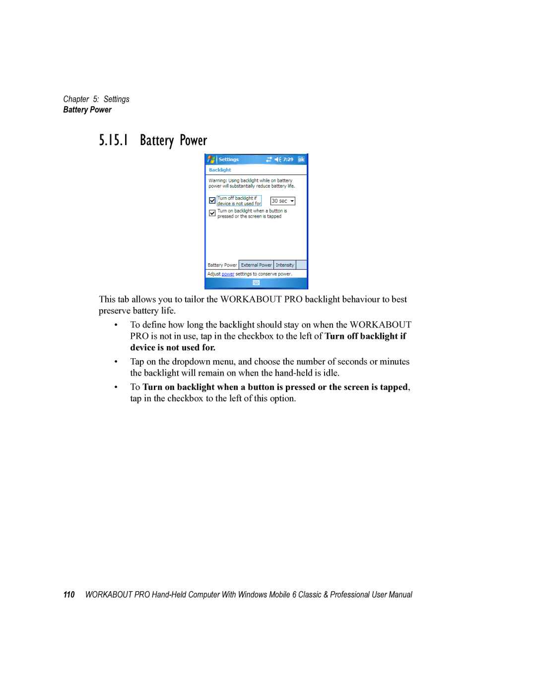 Psion Teklogix ISO 9001 user manual Battery Power 