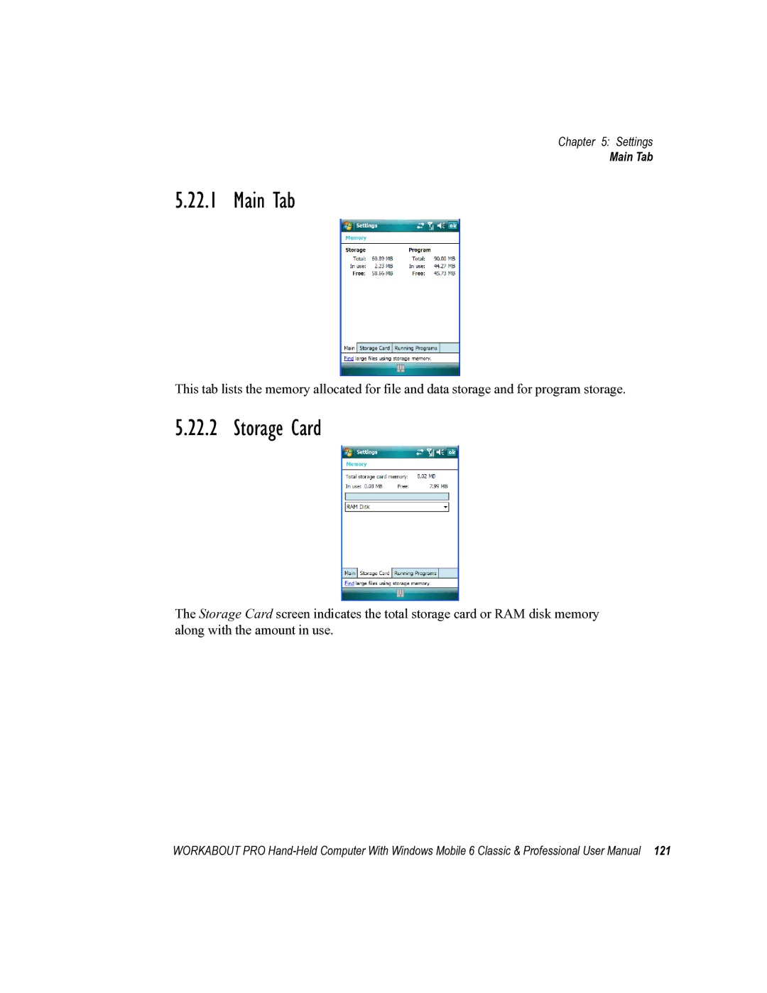 Psion Teklogix ISO 9001 user manual Main Tab, Storage Card 