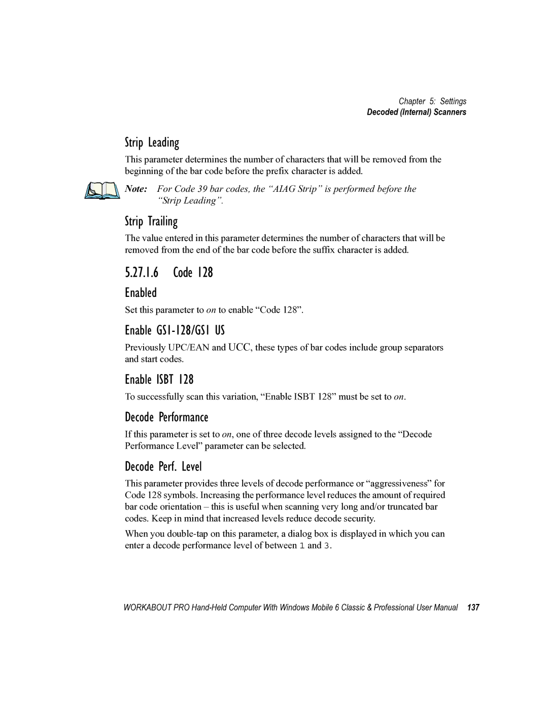 Psion Teklogix ISO 9001 user manual Strip Leading, Strip Trailing, Enable GS1-128/GS1 US, Enable Isbt 