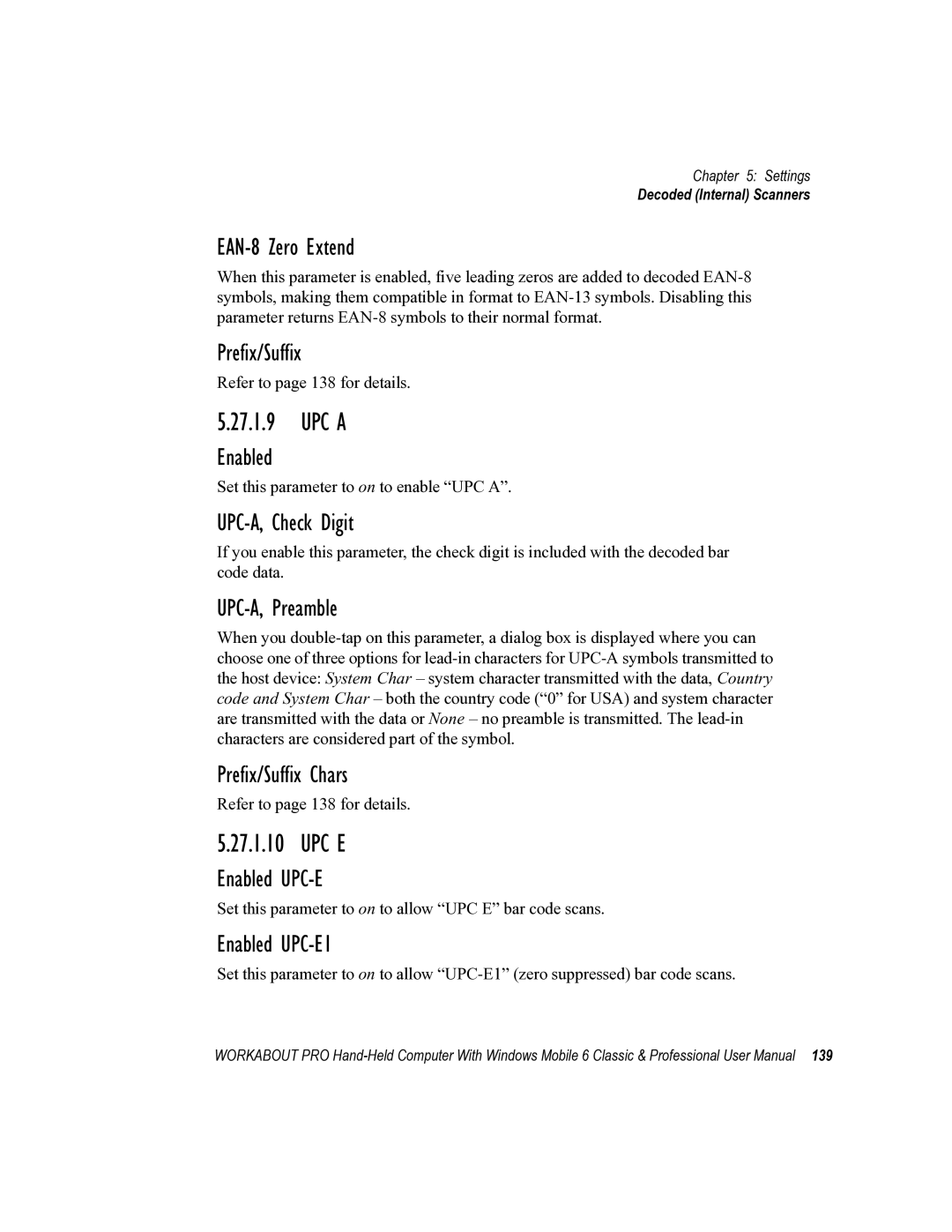 Psion Teklogix ISO 9001 user manual UPC a, Upc E 