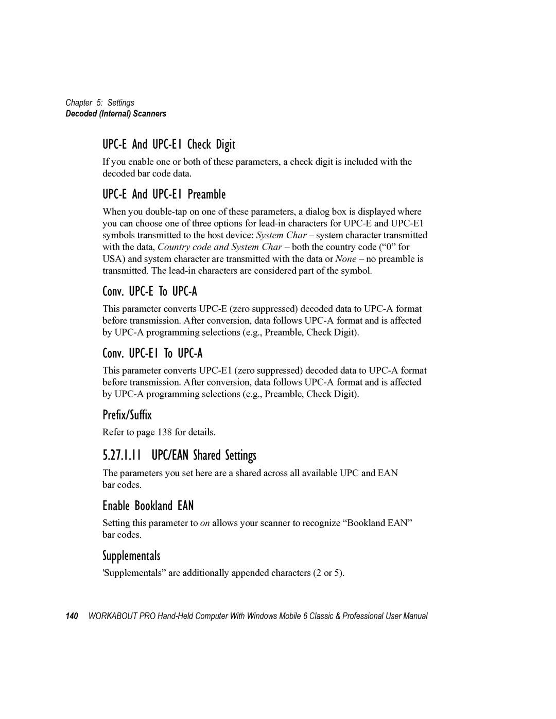 Psion Teklogix ISO 9001 user manual 27.1.11 UPC/EAN Shared Settings 