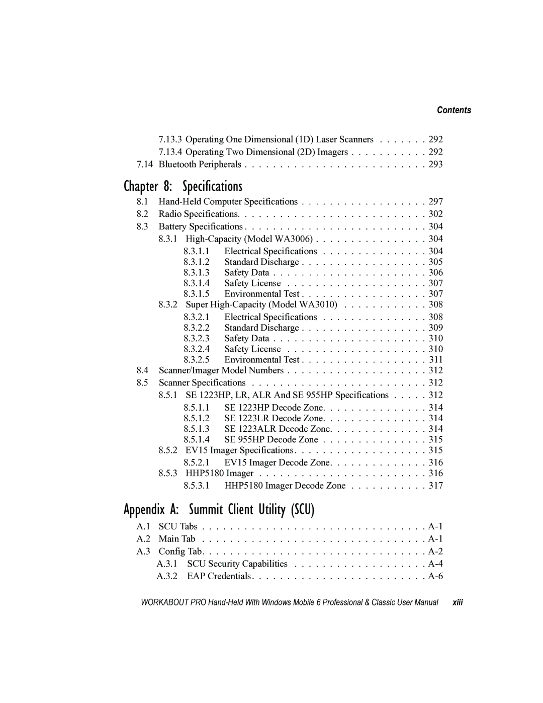 Psion Teklogix ISO 9001 user manual Specifications, Appendix a Summit Client Utility SCU 