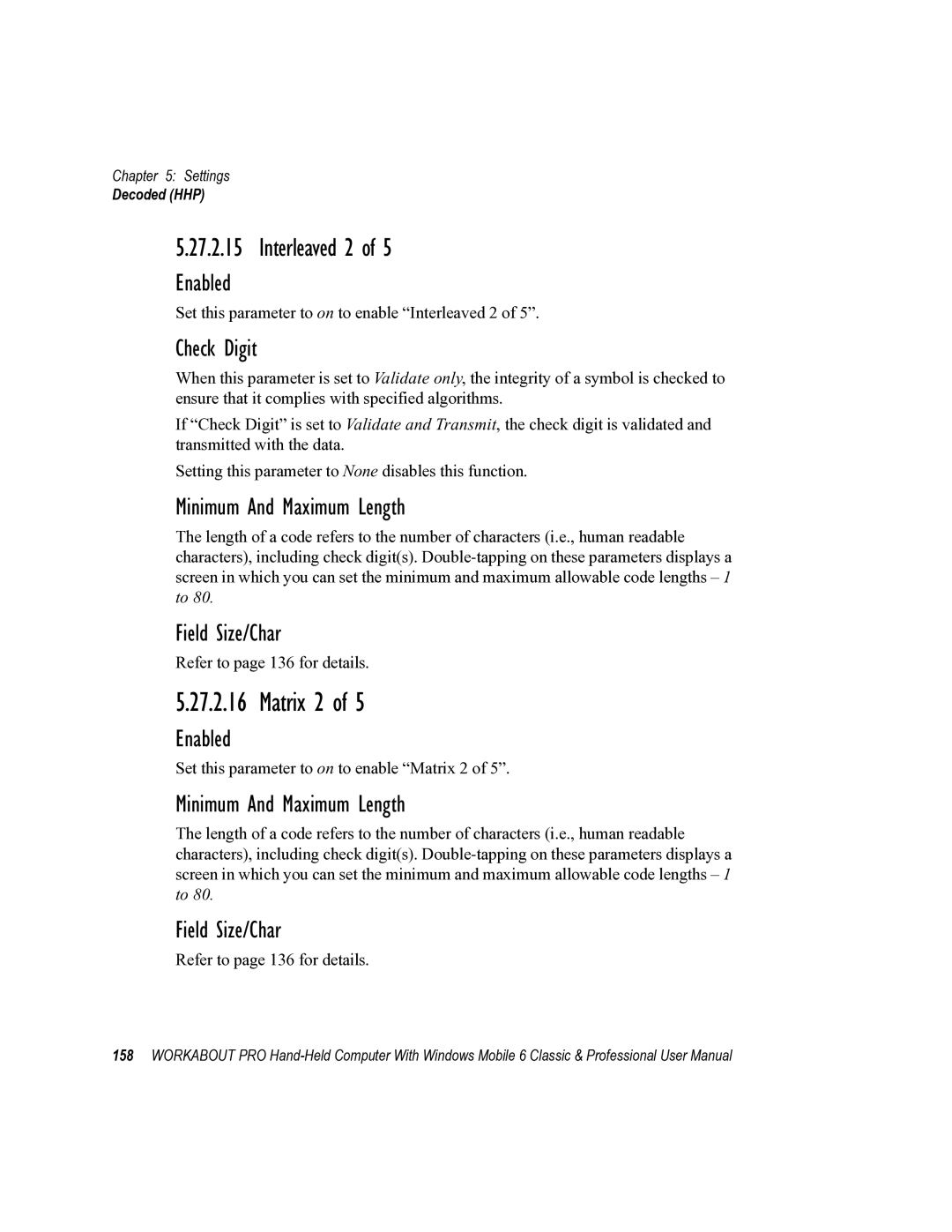 Psion Teklogix ISO 9001 user manual Matrix 2, Interleaved 2 