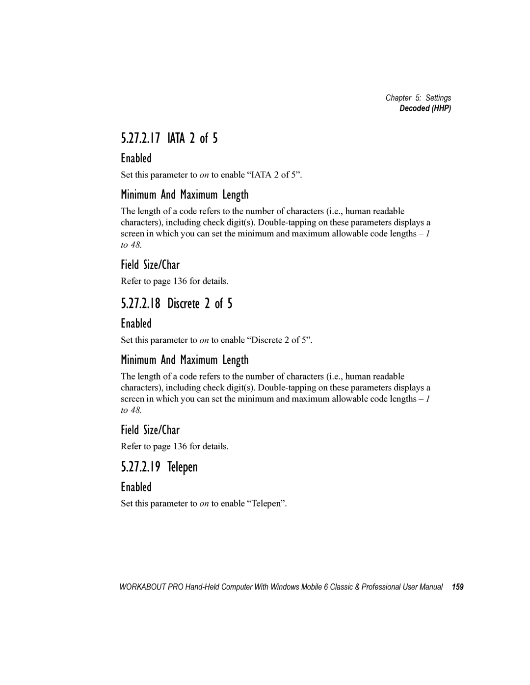 Psion Teklogix ISO 9001 user manual Iata 2, Discrete 2, Telepen 