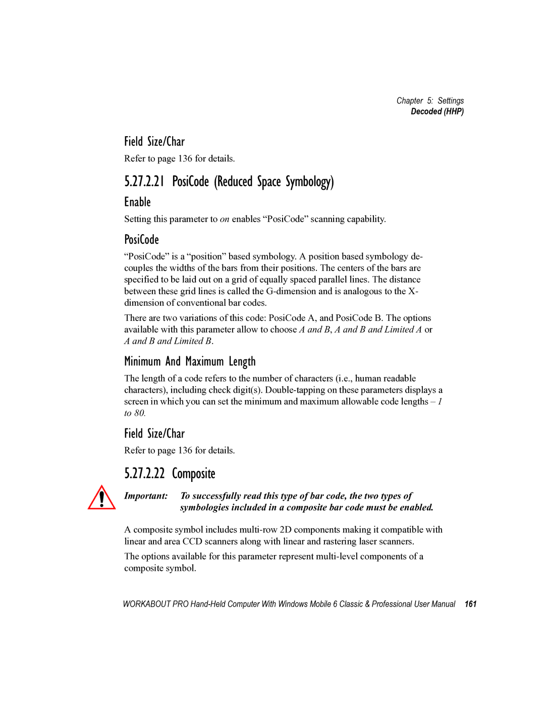 Psion Teklogix ISO 9001 user manual PosiCode Reduced Space Symbology, Composite 