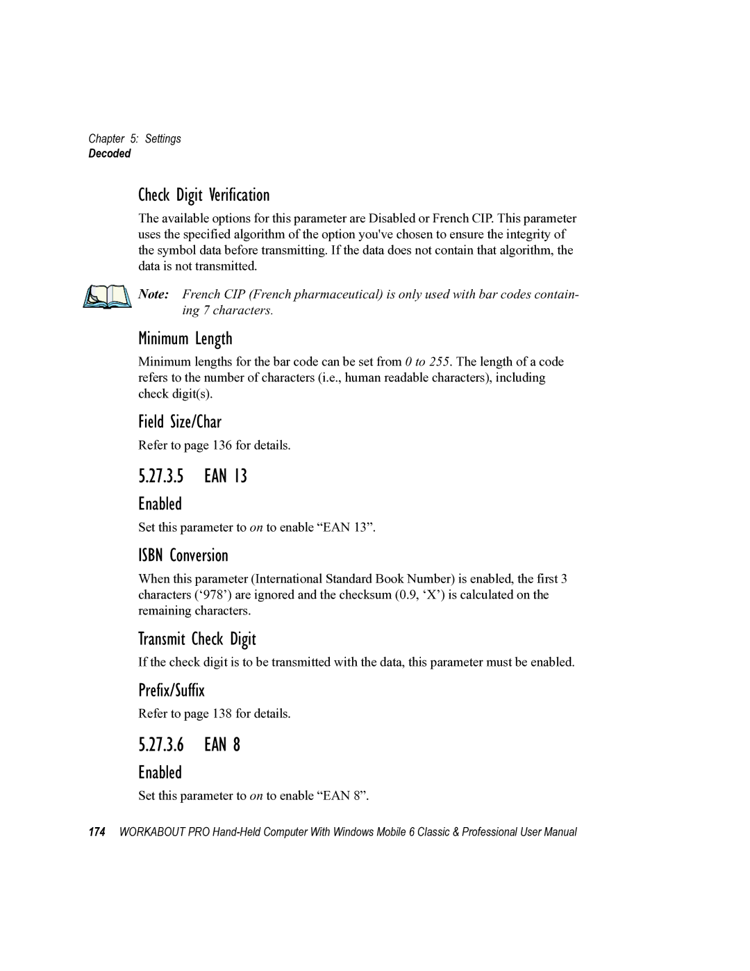 Psion Teklogix ISO 9001 user manual 27.3.5 EAN, 27.3.6 EAN, Isbn Conversion 