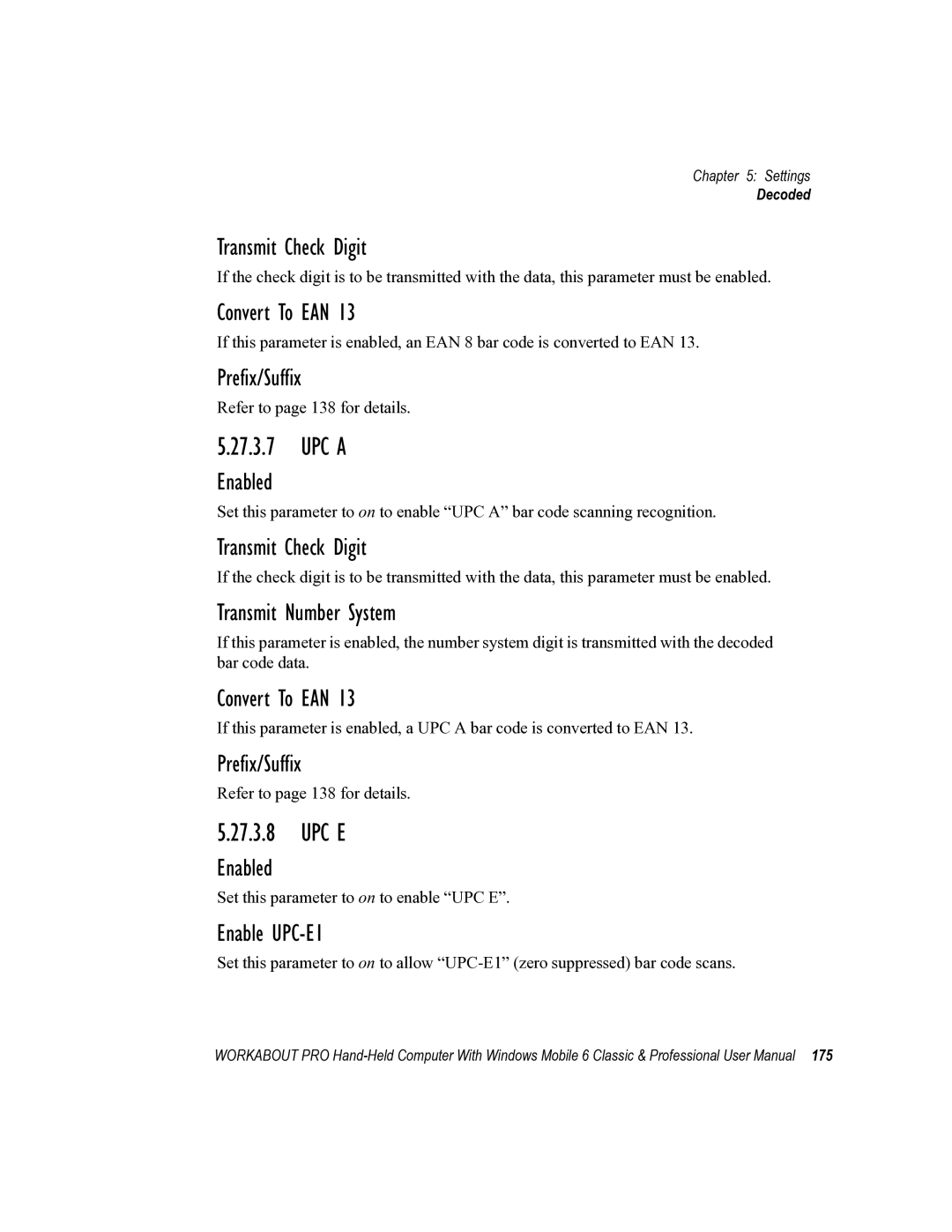 Psion Teklogix ISO 9001 user manual Convert To EAN, Enable UPC-E1 