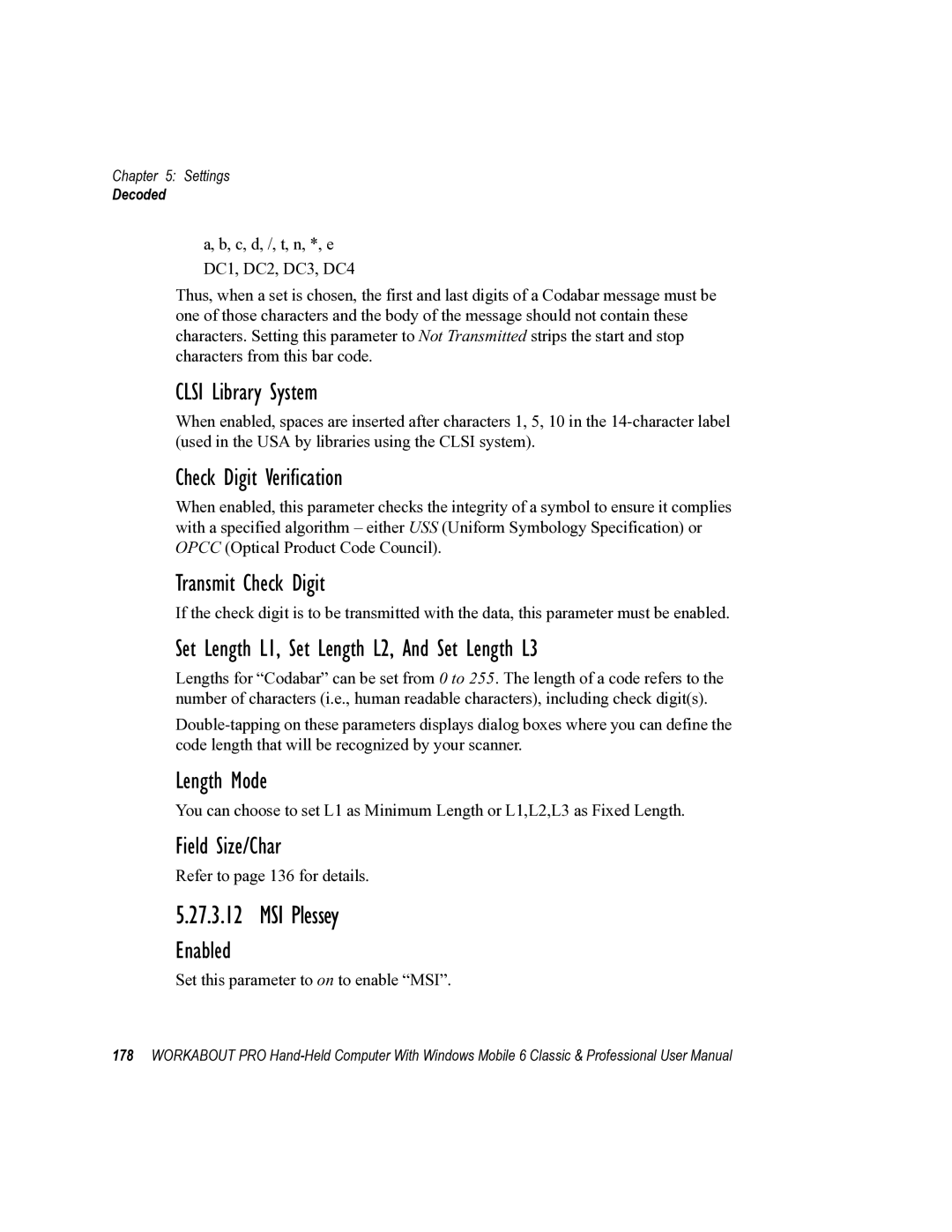 Psion Teklogix ISO 9001 user manual Clsi Library System, Set Length L1, Set Length L2, And Set Length L3, Length Mode 