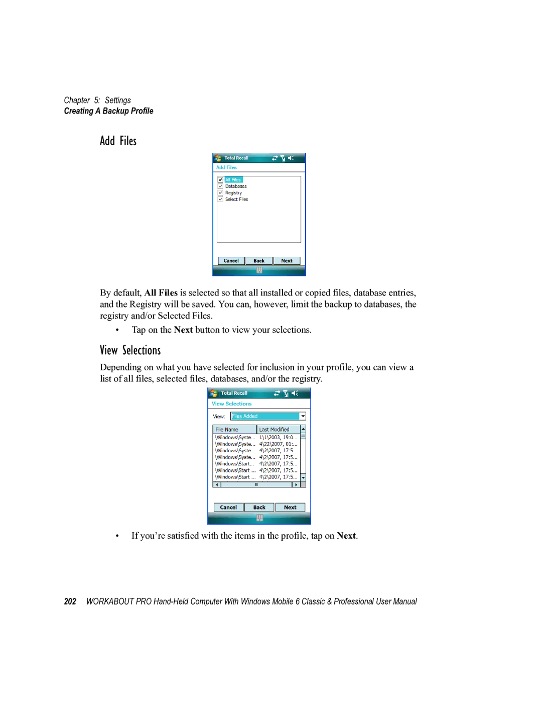 Psion Teklogix ISO 9001 user manual Add Files, View Selections 