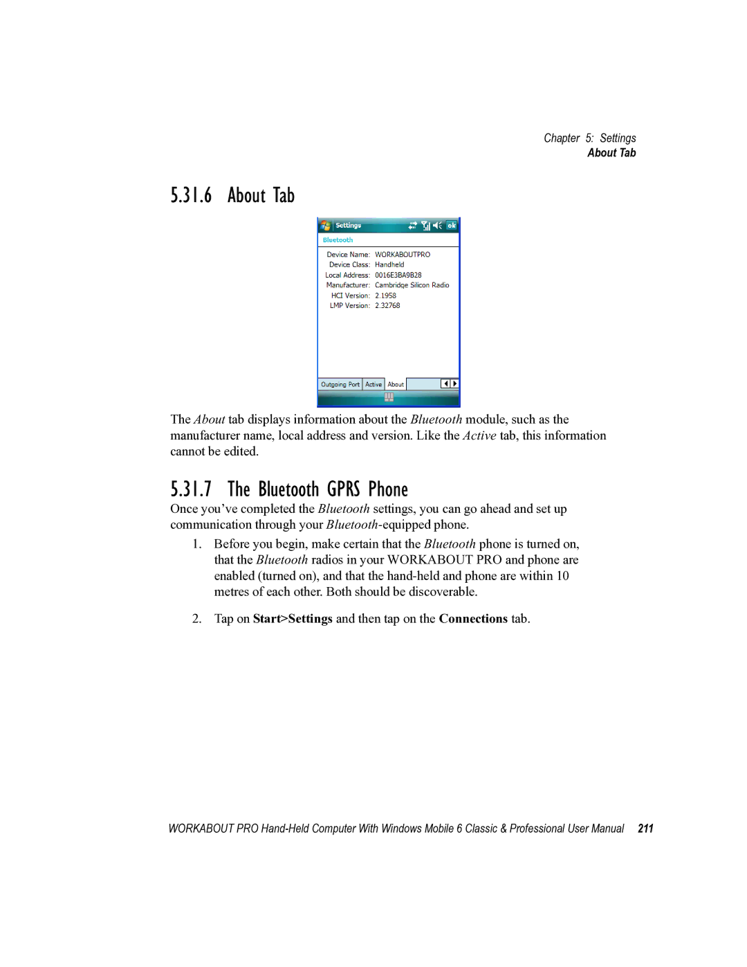 Psion Teklogix ISO 9001 user manual About Tab, Bluetooth Gprs Phone 