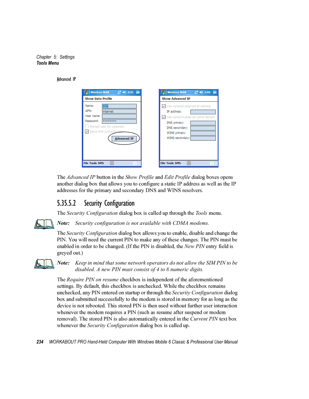 Psion Teklogix ISO 9001 user manual Security Configuration, Advanced IP 