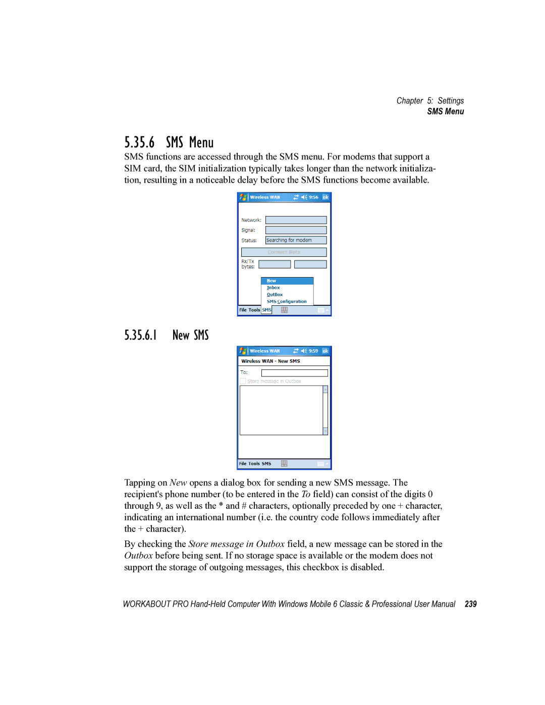 Psion Teklogix ISO 9001 user manual SMS Menu, New SMS 