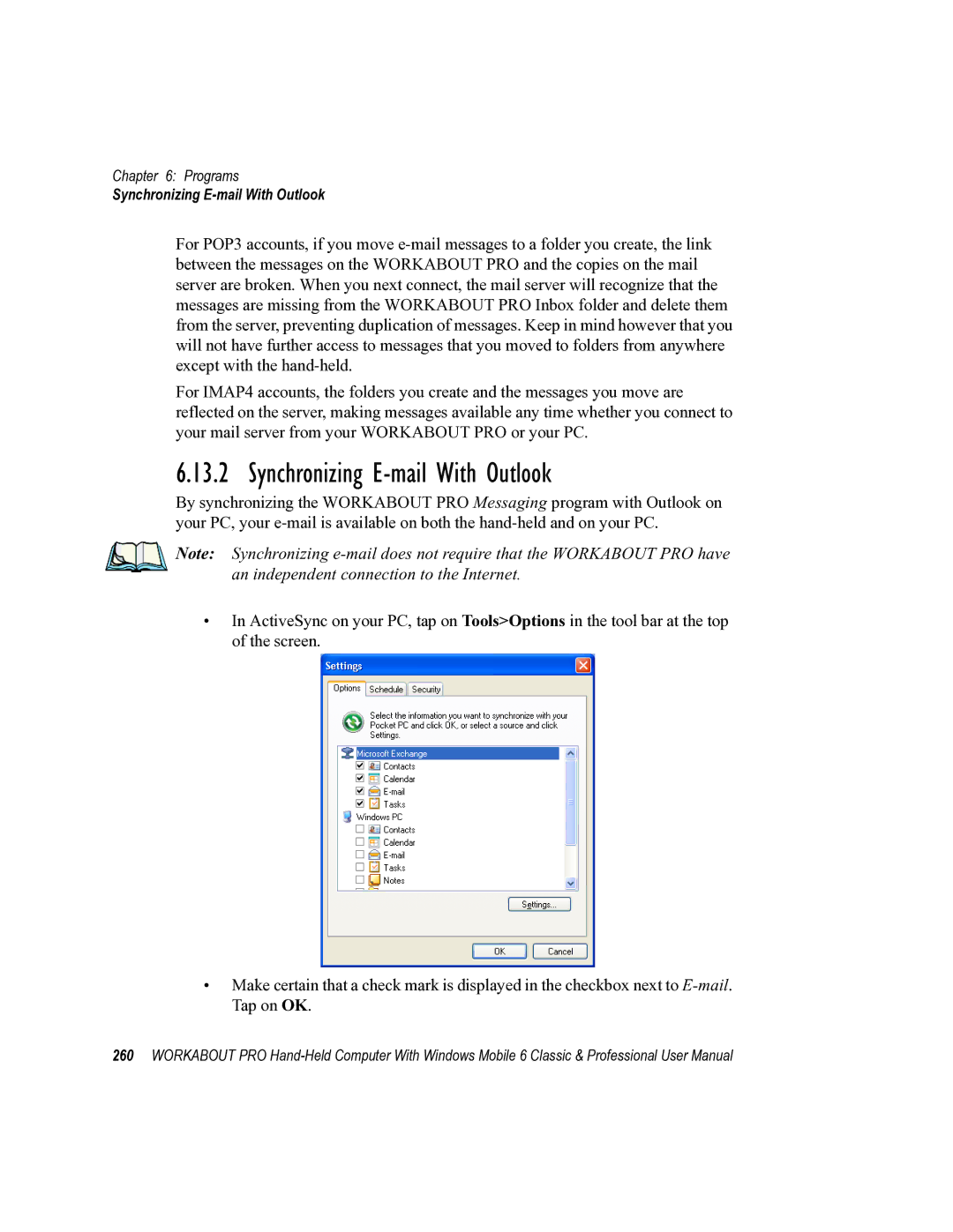 Psion Teklogix ISO 9001 user manual Synchronizing E-mail With Outlook 