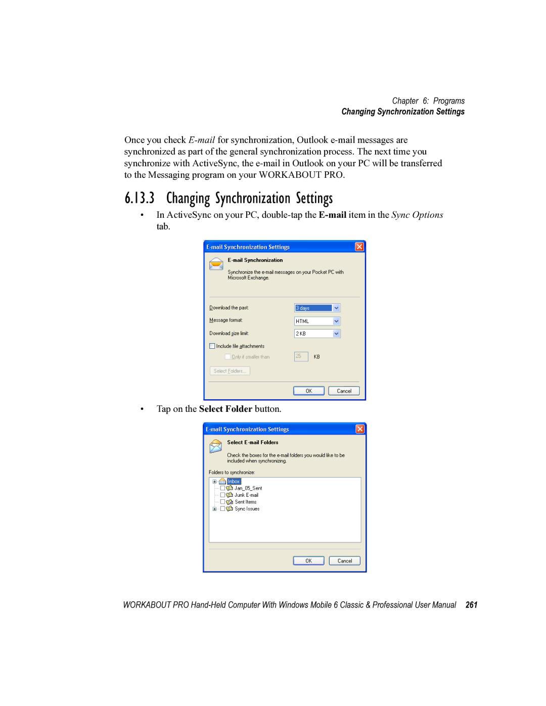 Psion Teklogix ISO 9001 user manual Changing Synchronization Settings 