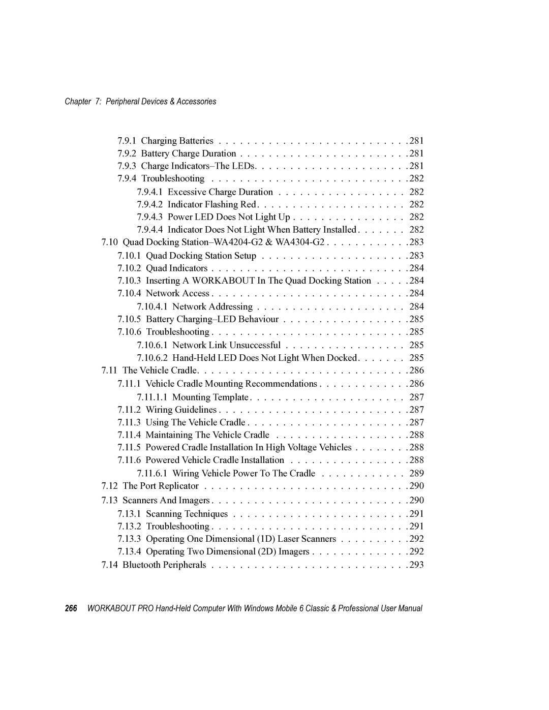 Psion Teklogix ISO 9001 user manual Maintaining The Vehicle Cradle 288 