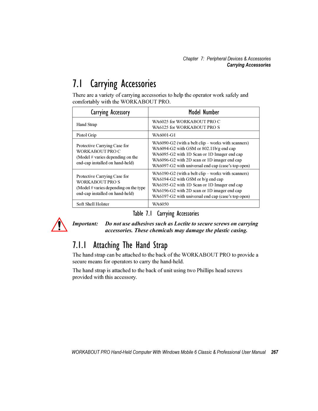 Psion Teklogix ISO 9001 user manual Carrying Accessories, Attaching The Hand Strap 