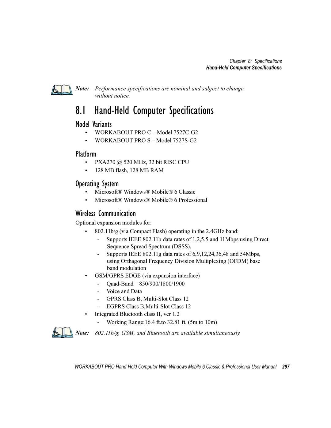 Psion Teklogix ISO 9001 user manual Hand-Held Computer Specifications, Model Variants 