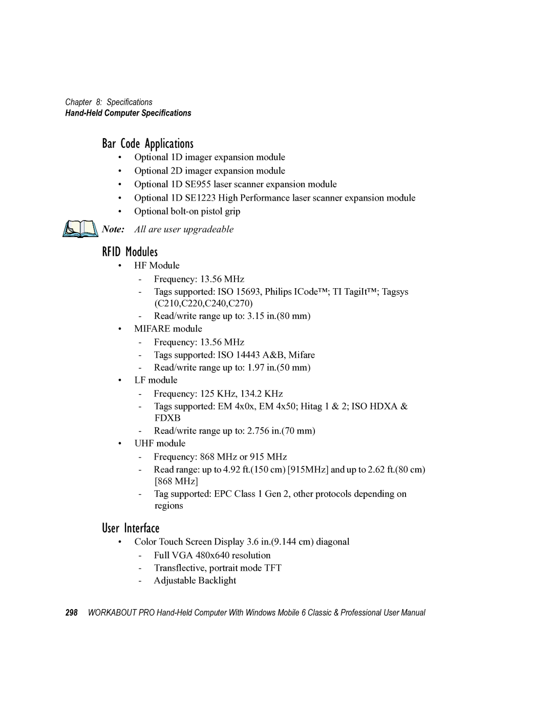 Psion Teklogix ISO 9001 user manual Bar Code Applications, Rfid Modules 