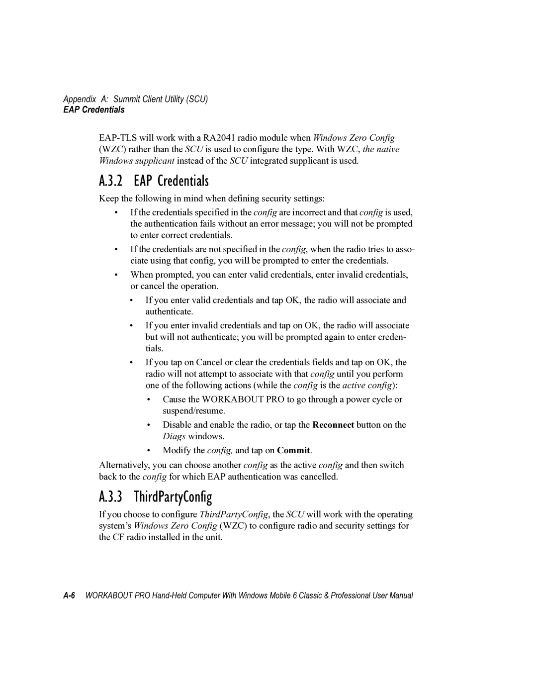 Psion Teklogix ISO 9001 user manual EAP Credentials, ThirdPartyConfig 