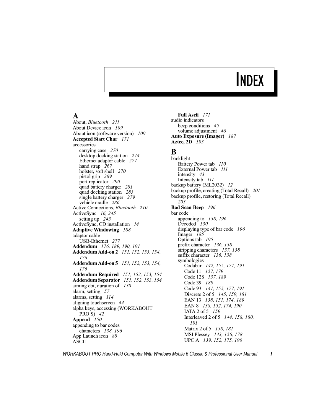 Psion Teklogix ISO 9001 user manual Index 