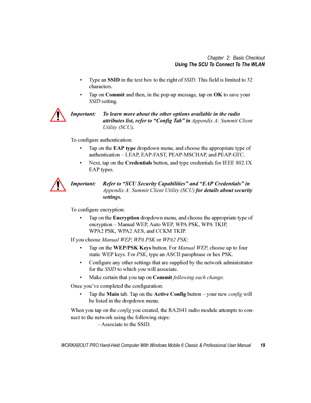 Psion Teklogix ISO 9001 user manual If you choose Manual WEP, WPA PSK or WPA2 PSK 