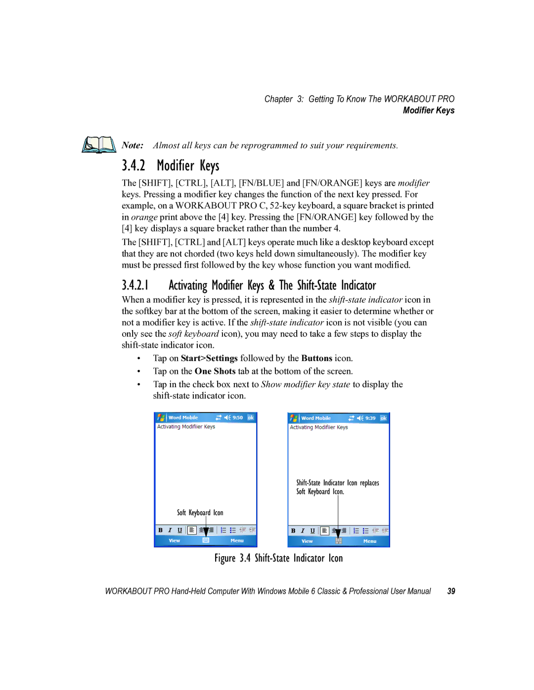 Psion Teklogix ISO 9001 user manual Activating Modifier Keys & The Shift-State Indicator 