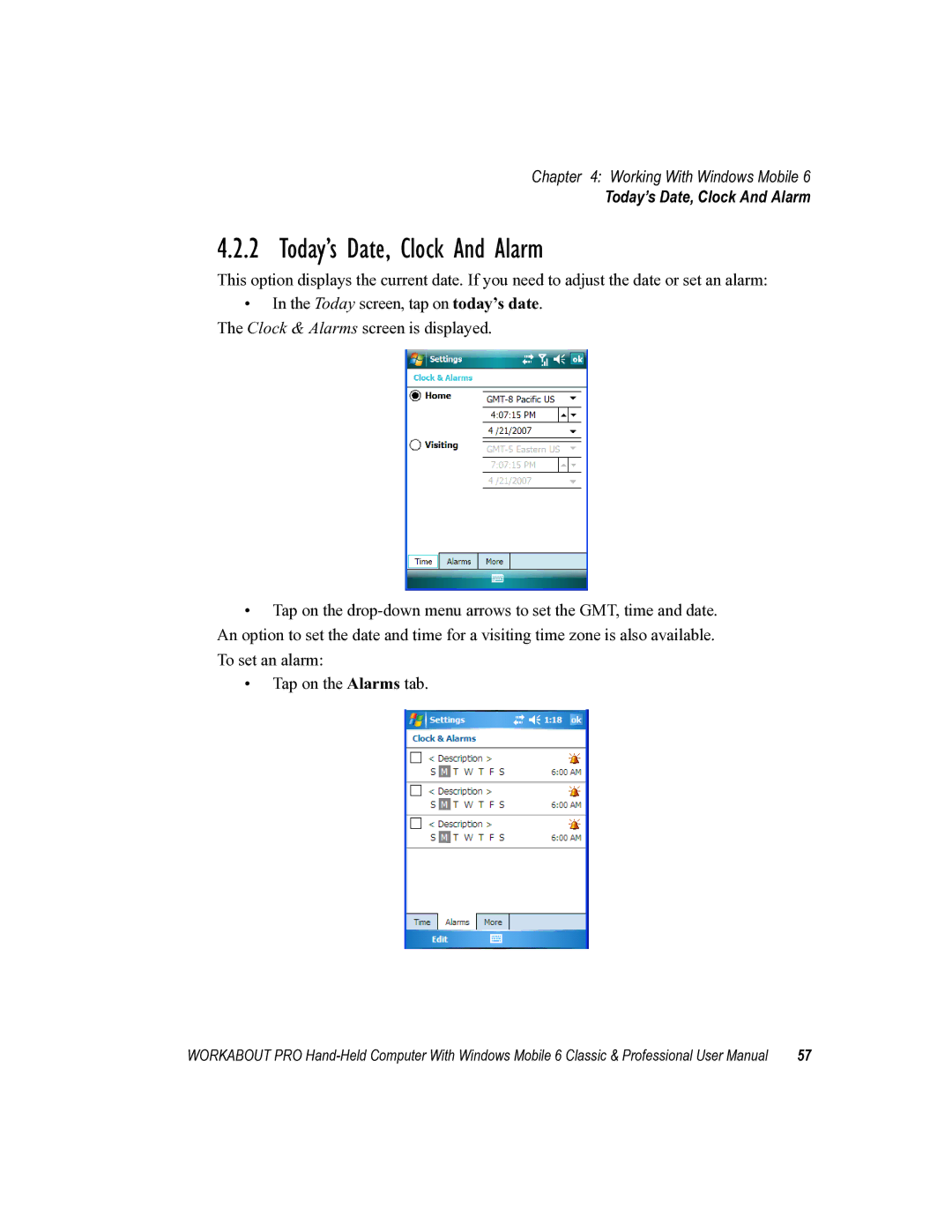 Psion Teklogix ISO 9001 user manual Today’s Date, Clock And Alarm 