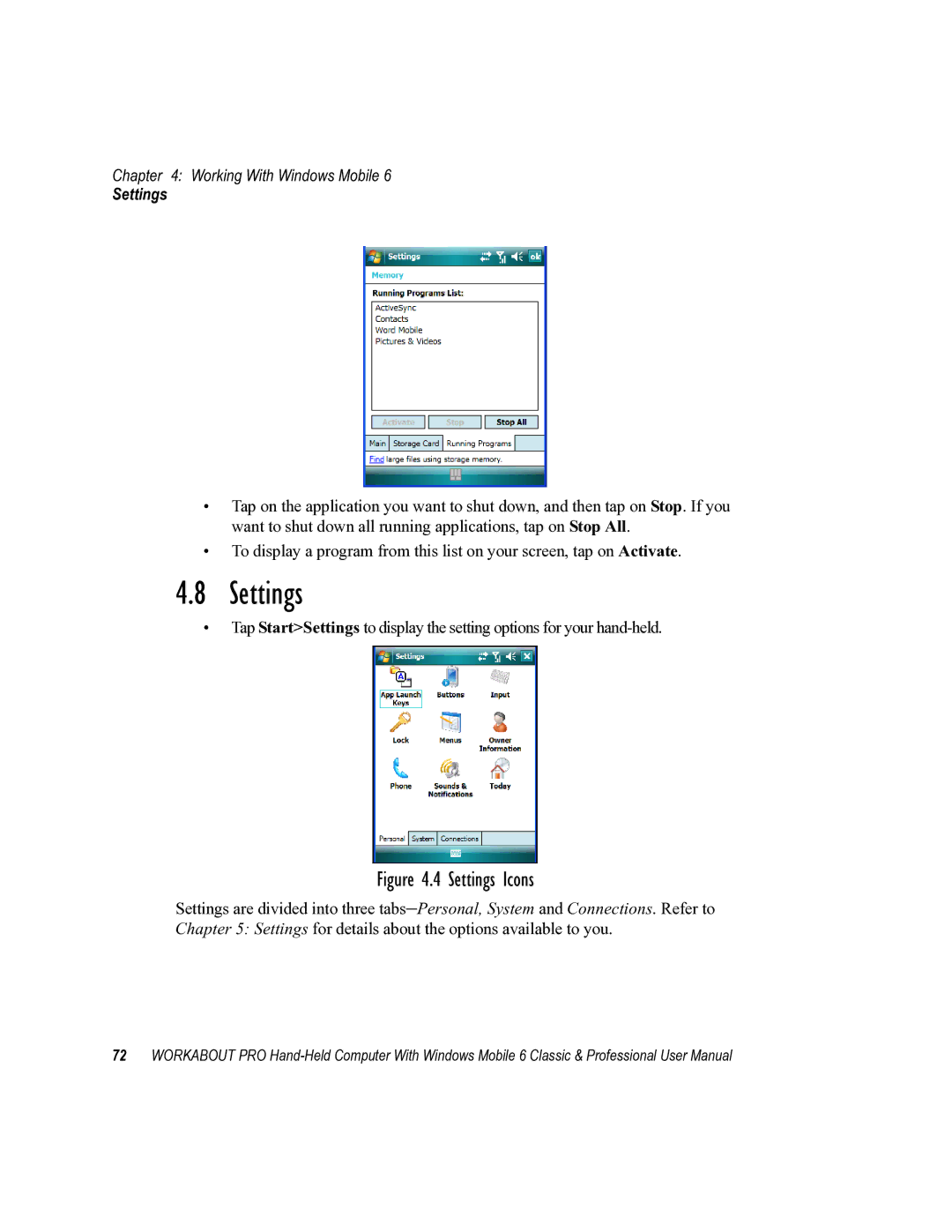 Psion Teklogix ISO 9001 user manual Settings 