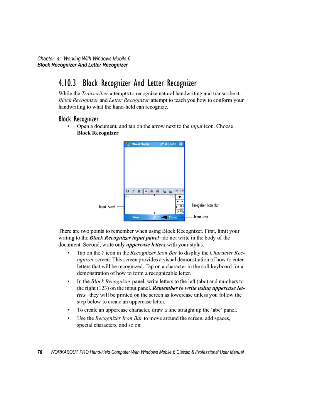 Psion Teklogix ISO 9001 user manual Block Recognizer And Letter Recognizer 