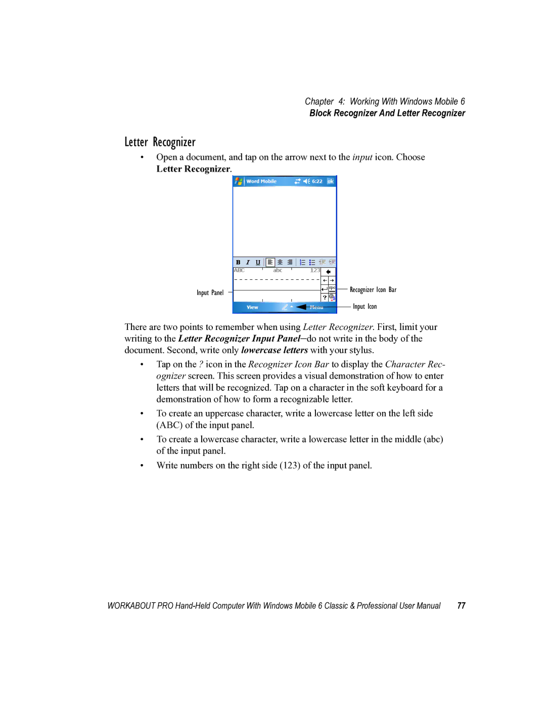 Psion Teklogix ISO 9001 user manual Letter Recognizer 