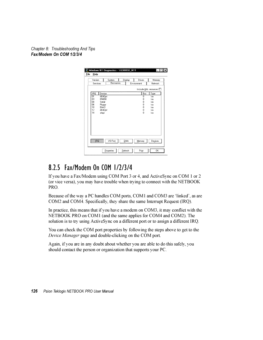 Psion Teklogix none user manual 5 Fax/Modem On COM 1/2/3/4 