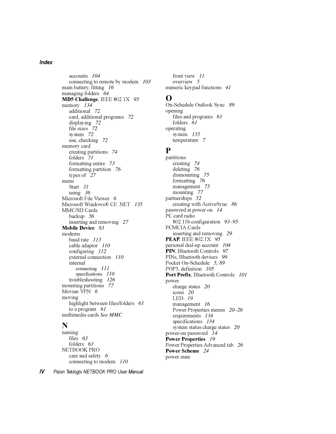 Psion Teklogix none user manual Power Properties 