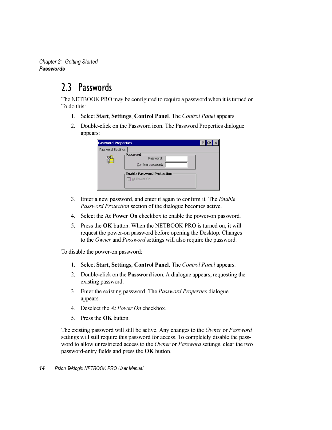 Psion Teklogix none user manual Passwords 