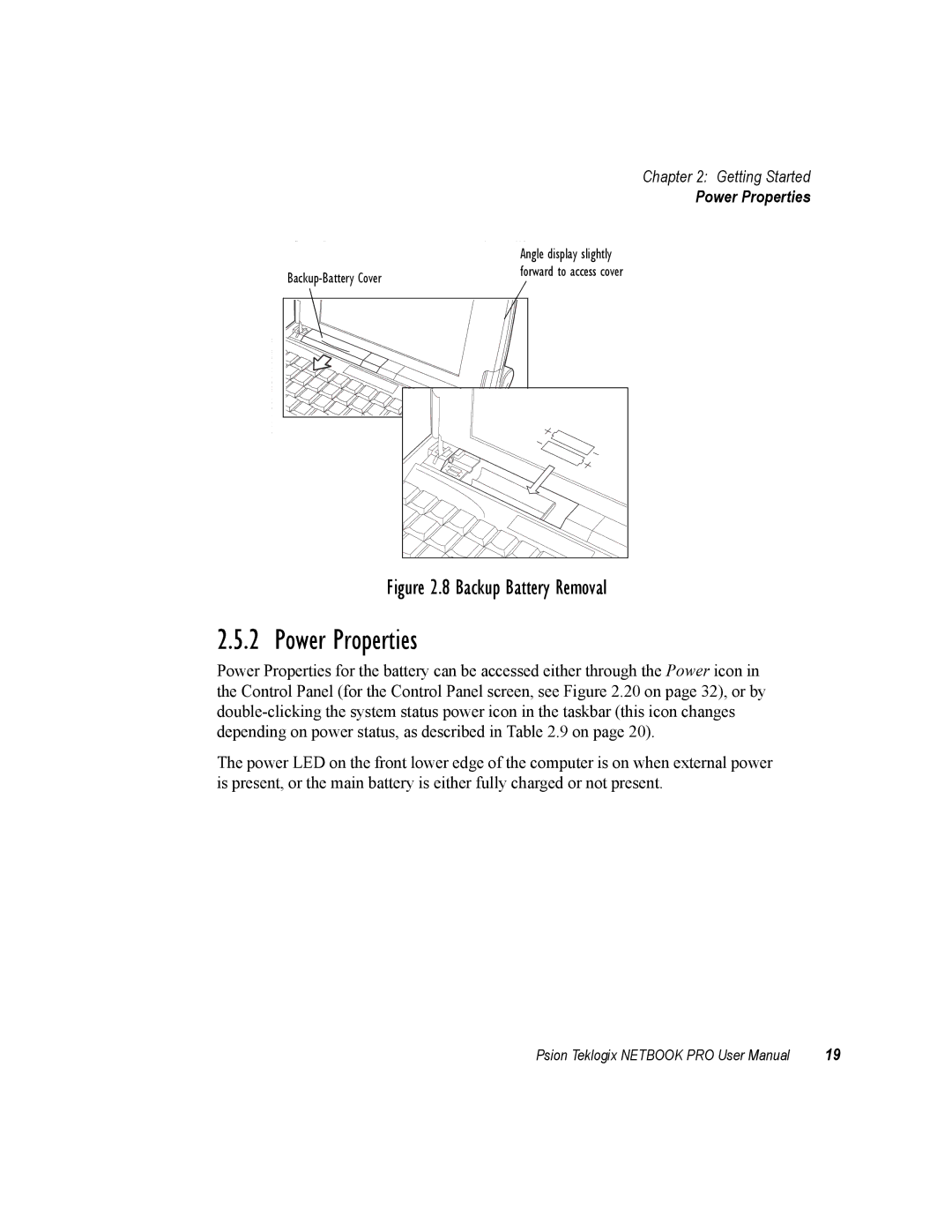 Psion Teklogix none user manual Power Properties 