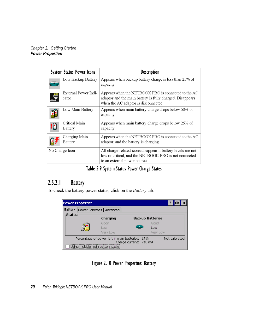 Psion Teklogix none user manual Battery, Description 