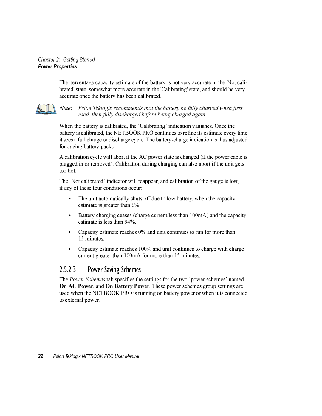 Psion Teklogix none user manual Power Saving Schemes 