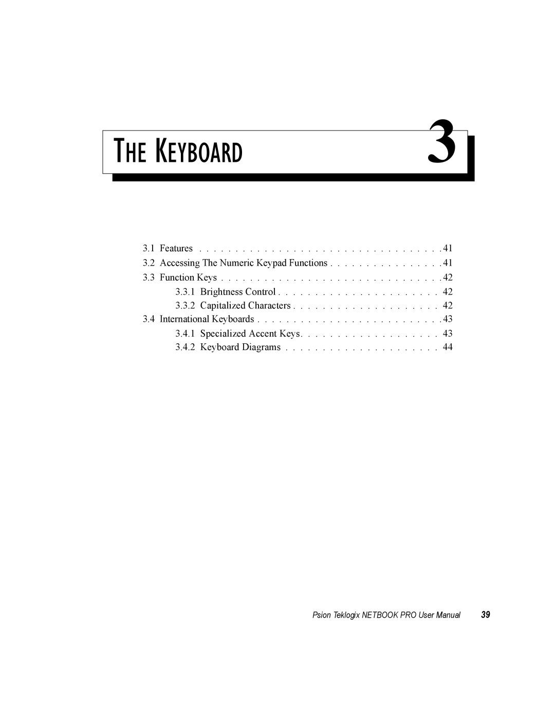 Psion Teklogix none user manual Keyboard 