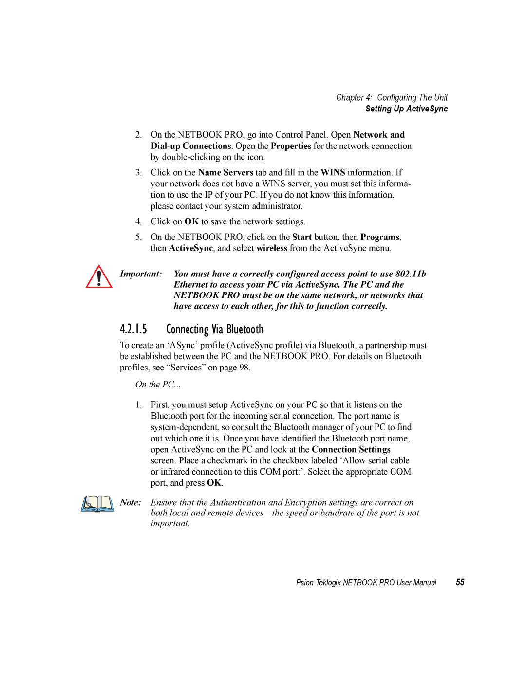 Psion Teklogix none user manual Connecting Via Bluetooth 