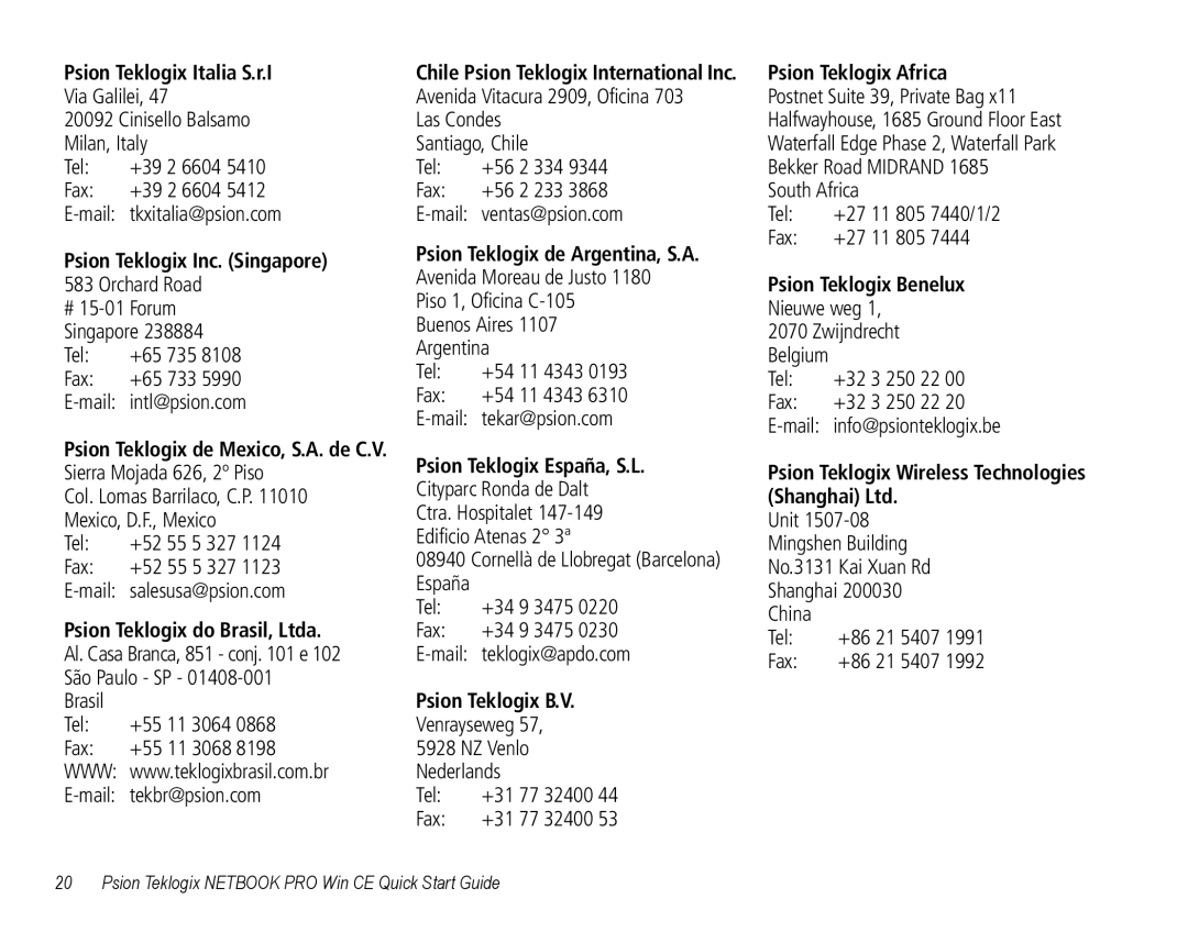 Psion Teklogix Notebook Pro quick start Psion Teklogix B.V 