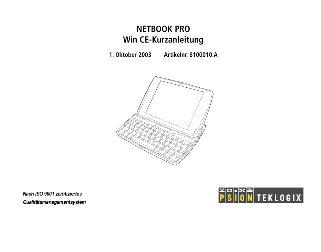 Psion Teklogix Notebook Pro quick start Win CE-Kurzanleitung 