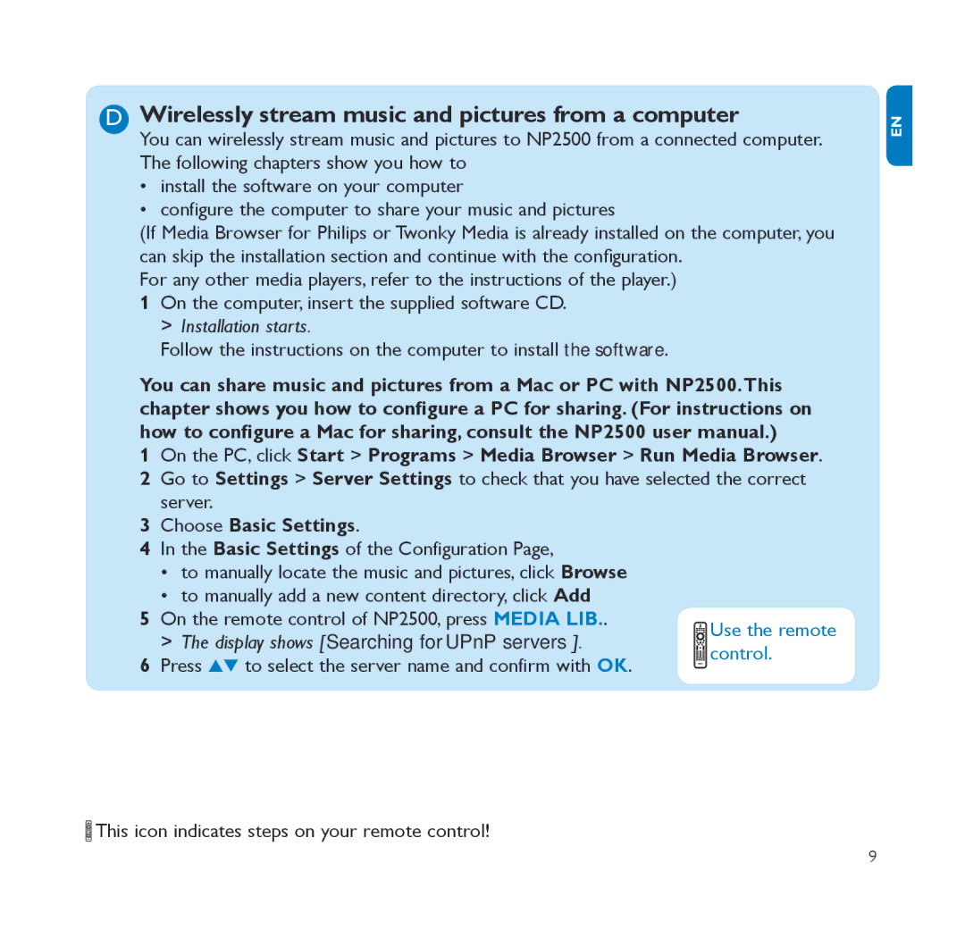 Psion Teklogix NP2500 quick start Display shows Searching for UPnP servers… 