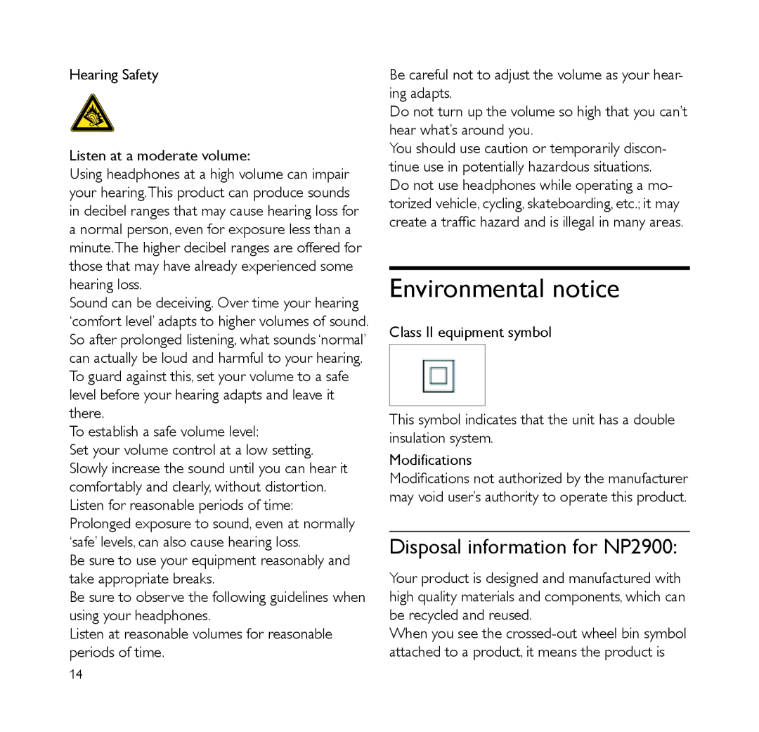 Psion Teklogix NP2500 quick start Environmental notice 