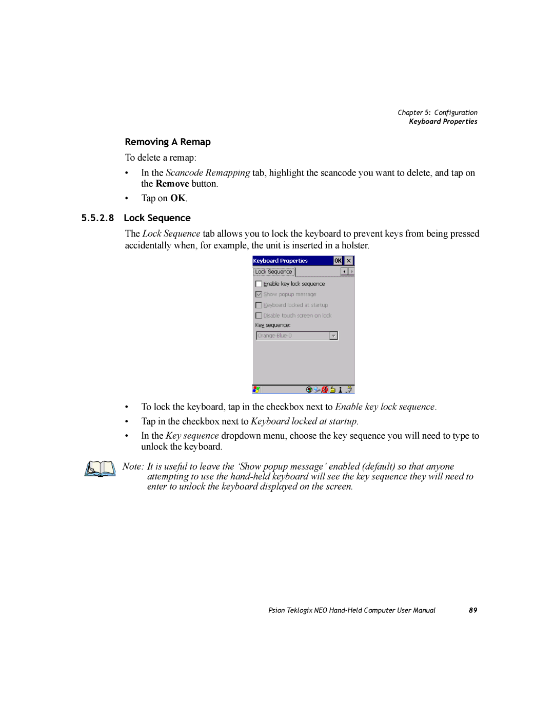 Psion Teklogix PX750 manual Removing a Remap, Lock Sequence 