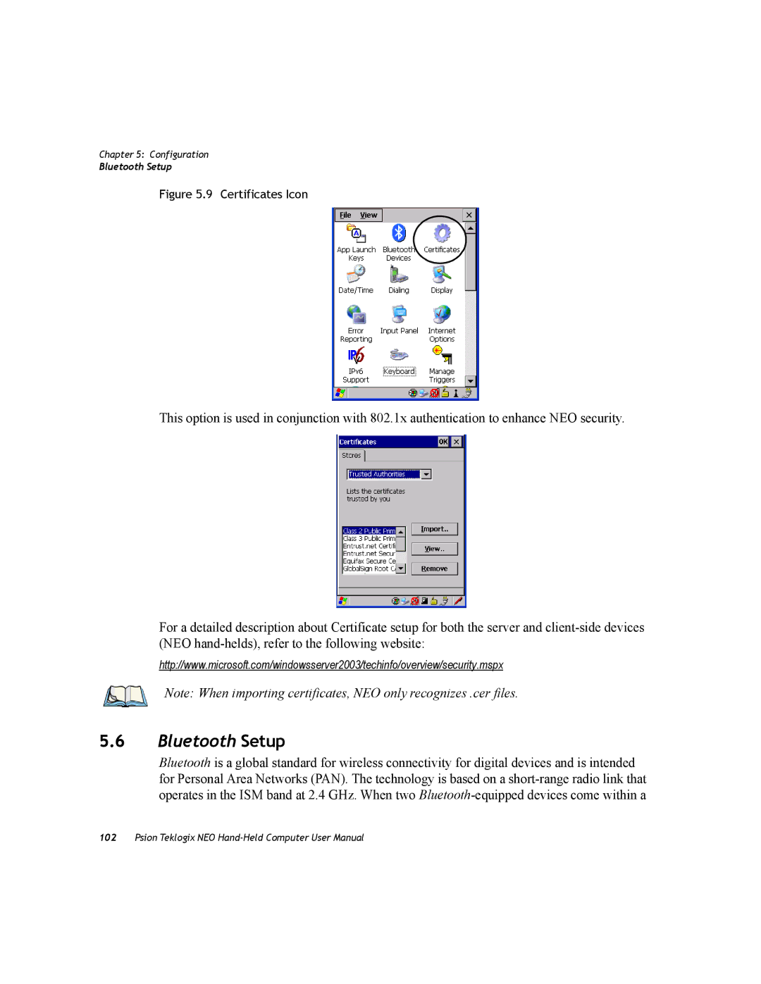 Psion Teklogix PX750 manual Bluetooth Setup 